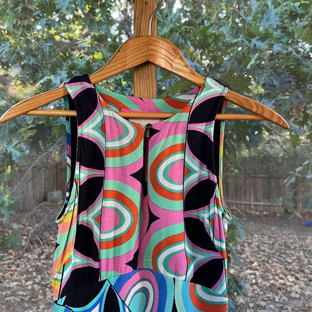 Anthropologie Kenzie Asymmetrical Midi Dress Colorful Geometric Print Size 2 - Picture 4 of 13